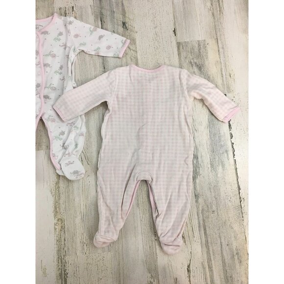 Cotton Juice 0 to 3 M Baby Girls Footie Set of 2 Pink Gingham - Picture 6 of 14